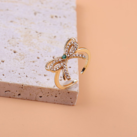 Chic and Elegant 18K Gold Plated Diamond Butterfly Knot Ring for Women