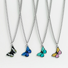 Colorful Butterfly Necklace - Alloy, Oil Drip, Hip-hop, Collarbone Chain, Fashionable, Temperament.