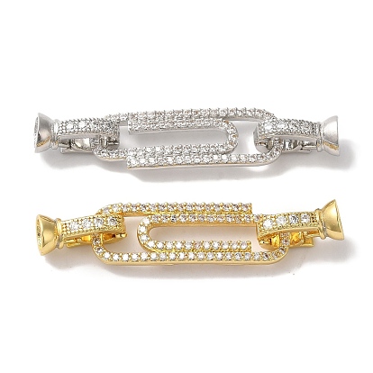 Стойка для скрепок, покрытие из латуни, микропаве, прозрачный кубический цирконий, складные застежки, долговечный, без свинца и без кадмия