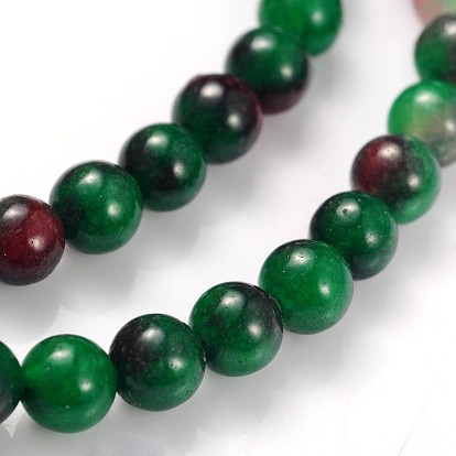 Natural White Jade Dyed Beads Strands, Round, Mixed Color, 4mm, Hole: 0.5mm, about 92pcs/strand, 15.5 inch