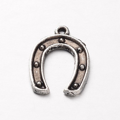 Tibetan Style Alloy Horseshoe Pendants, Cadmium Free & Lead Free, 15.5x11.5x1mm, Hole: 1mm, about 2320pcs/1000g