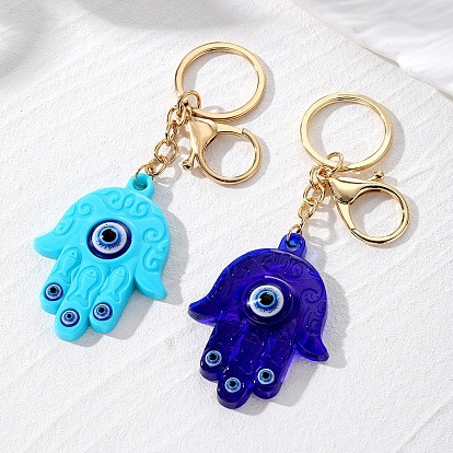 Hamsa Hand/Hand of Miriam with Evil Eye Plastic Pendant Keychain, for Bag Hanging Decoration
