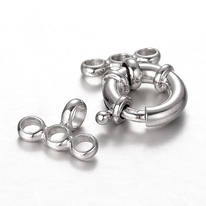 Platinum Plated 925 Sterling Silver Spring Clasp Sets, with End Bars, 25x14x5mm, Hole: 2.5mm