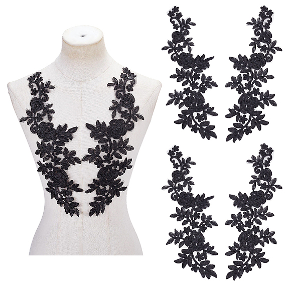 Нашивки из полиэфирного кружева с цветами