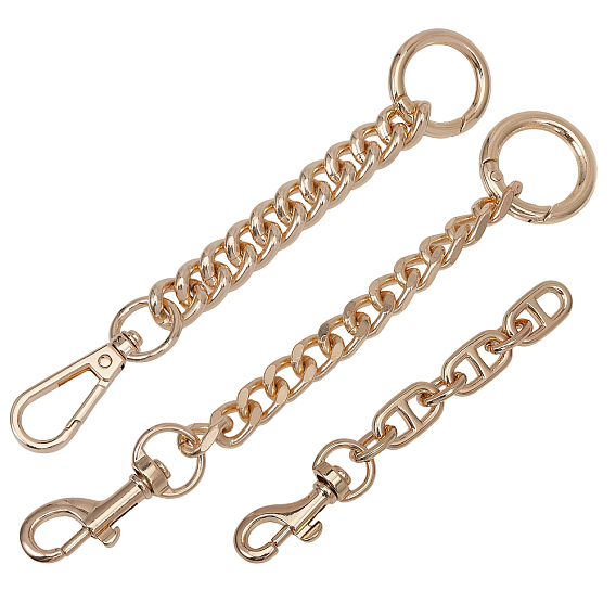 3 шт 3 стиль сплава и железные звенья цепи удлинители ремня сумки, с поворотной застежкой, для сумочки клатч