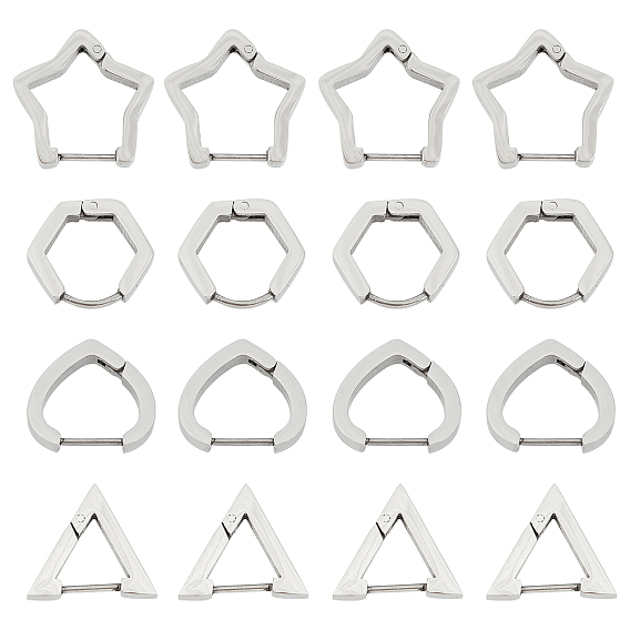 8пары 4 стили 304 серьги-кольца из нержавеющей стали, разнообразные