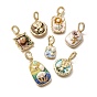 Подвески из латуни с микропаве из циркония, с эмалью и натуральным жемчугом, реальный 18 k позолоченный, стойки покрытие, без свинца и без кадмия