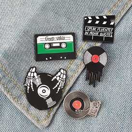 Halloween Costume Accessories Set with Retro Cassette Tape Player, Creative Backpack and Versatile Badges