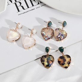 Chic Resin Heart-shaped Earrings with Abalone Shell - Cute and Trendy European-style Jewelry for Women