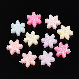 Рождественские пластиковые бусины, имитация желе, снежинка, с покрытием AB цвета