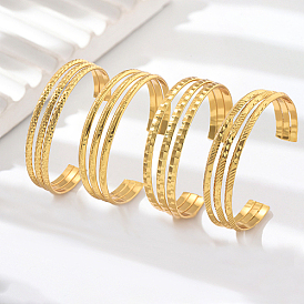 Stainless Steel Triple Layer Cuff Bangles