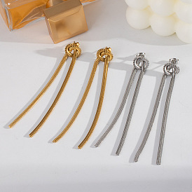 Серьги-гвоздики с кисточками из нержавеющей стали, цепочка-змея