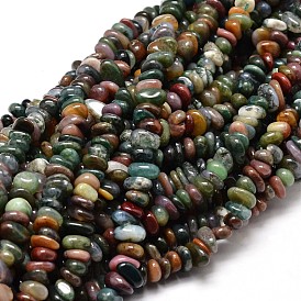 Natural Indian Agate Chip Beads Strands, 4~14x4~12mm, Hole: 1mm, about 15.3 inch ~16.1 inch