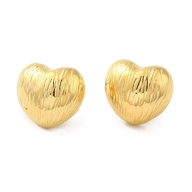 304 Stainless Steel Stud Earrings for Women, Textured Heart