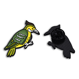 Woodpecker Birds Shape Enamel Pin, Electrophoresis Black Plated Alloy Badge for Backpack Clothes, Nickel Free & Lead Free
