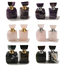 Frascos de perfume con cuentagotas de piedras preciosas naturales, con 304 fornituras de acero inoxidable, botella vacía de aceite esencial de aromaterapia spa