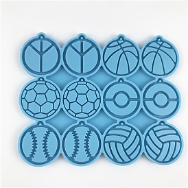 Sport Ball Theme Pendant Silicone Molds, Resin Casting Molds, for UV Resin, Epoxy Resin Craft Making