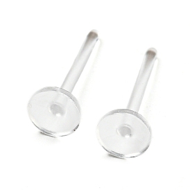 Resin Studn Earring Findings, Flat Round