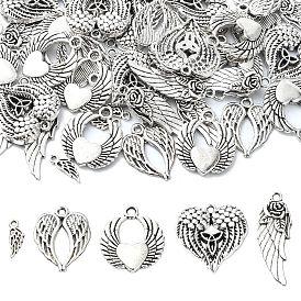 50 шт 5 стили подвески из сплава в тибетском стиле, без кадмия и без свинца, крыло