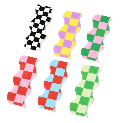 Непрозрачные кабошоны из смолы, два тона, волна с шахматным узором