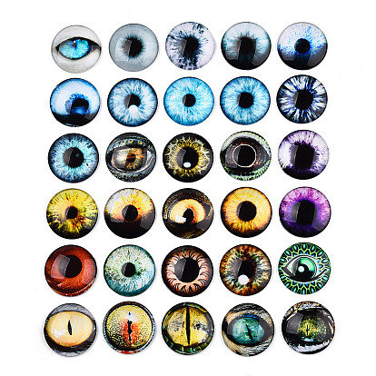 Glass Cabochons, Half Round/Dome with Eye Pattern