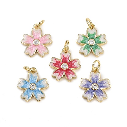 Латунные микро проложить кубического циркония подвески, , с эмалью, стойки покрытие, долговечный, без кадмия и без свинца, с целью перехода в кольце, реальный 18 k позолоченный