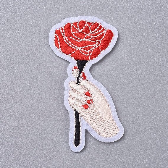 Rose Computerized Embroidery Cloth Iron on/Sew on Patches, Costume Accessories, Appliques, for Backpacks, Clothes