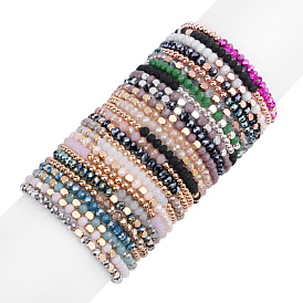 Bracelet géométrique fait main en onyx noir et cristal de perles acryliques pour femmes