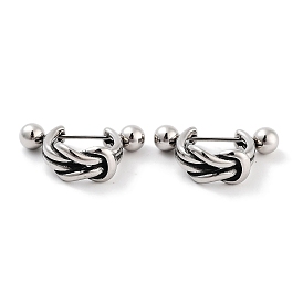 Knot 316 Surgical Stainless Steel Shield Barbell Hoop Earrings, Cartilage Earrings for Women
