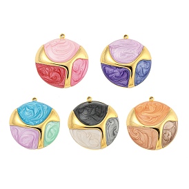 Ion Plating(IP) 304 Stainless Steel Pendants, with Enamel, Real 18K Gold Plated, Half Round Charm