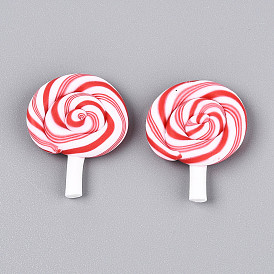 Ручной полимерной глины кабошонов, леденец, Новогодняя тема