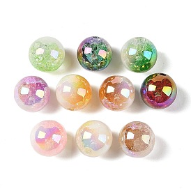 UV Plating Opaque Crackle Two-tone Acrylic Beads, Round