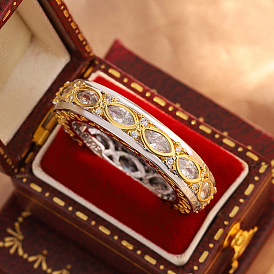 Кольца для женщин с микропаве из латуни и прозрачными кубическими цирконами, лошадиный глаз 