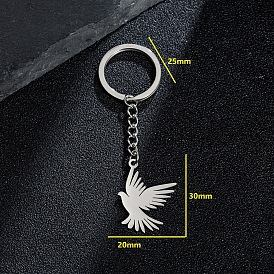 201 porte-clés pendentif oiseau en acier inoxydable, pour cadeau pendentif de sac à dos de voiture