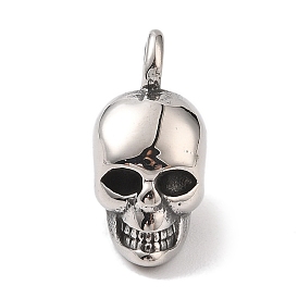 304 Stainless Steel Pendants, Polishing, Skull Charm