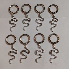 Tibetan Style Alloy Snake Pendants, with Spring Gate Rings, for Shoe Charm Decoration Accessories
