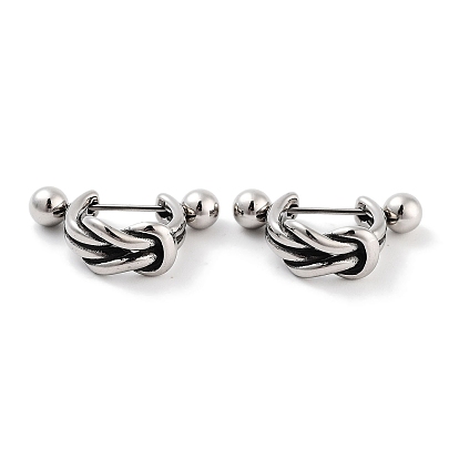 Knot 316 Surgical Stainless Steel Shield Barbell Hoop Earrings, Cartilage Earrings for Women