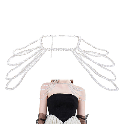 Женские цепочки на плечо с круглыми бусинами из искусственного жемчуга, белые