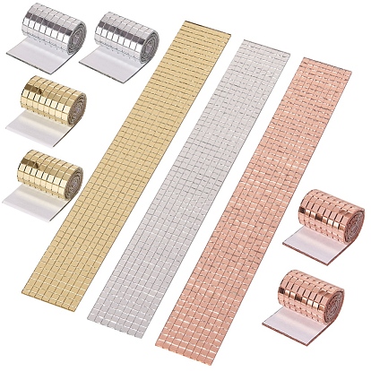 Glass Cabochons, with Self-Adhesive, Square, Mosaic Tiles for Arts DIY Crafts
