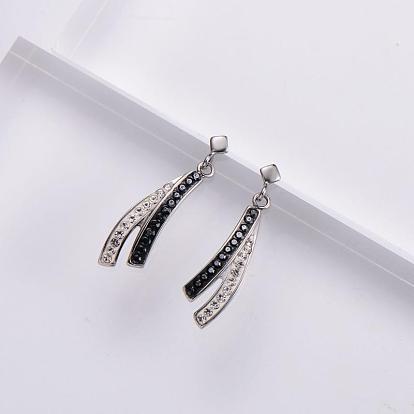 3 пары сережек-гвоздиков в форме арки из нержавеющей стали, со стразами