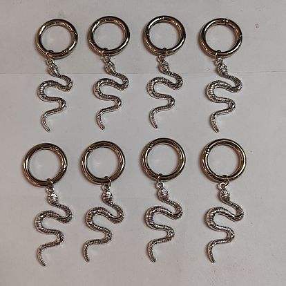 Tibetan Style Alloy Snake Pendants, with Spring Gate Rings, for Shoe Charm Decoration Accessories