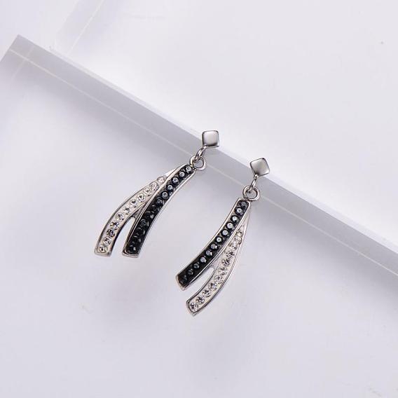 3 пары сережек-гвоздиков в форме арки из нержавеющей стали, со стразами