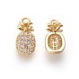 Brass Micro Pave Cubic Zirconia Pendants, Pineapple