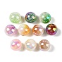 Двухцветные акриловые бусины с непрозрачным кракле, УФ-покрытием, круглые