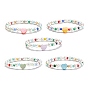 Natural Shell Heart Beaded Stretch Bracelet with Glass Pearl for Women