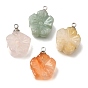 Natural Gemstone Pendants, with 201 Stainless Steel Loops, Flower Charms
