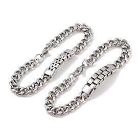 Ion Plating(IP) 304 Stainless Steel Curved Rectangle Link Chain Bracelets for Men