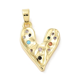 Brass Micro Pave Cubic Zirconia Pendants, Heart Charm