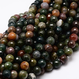 Natural Indian Agate Faceted Round Beads Strands