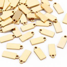Pendentifs en acier inoxydable, finition polie miroir, rectangle, estampillage d'une étiquette vierge